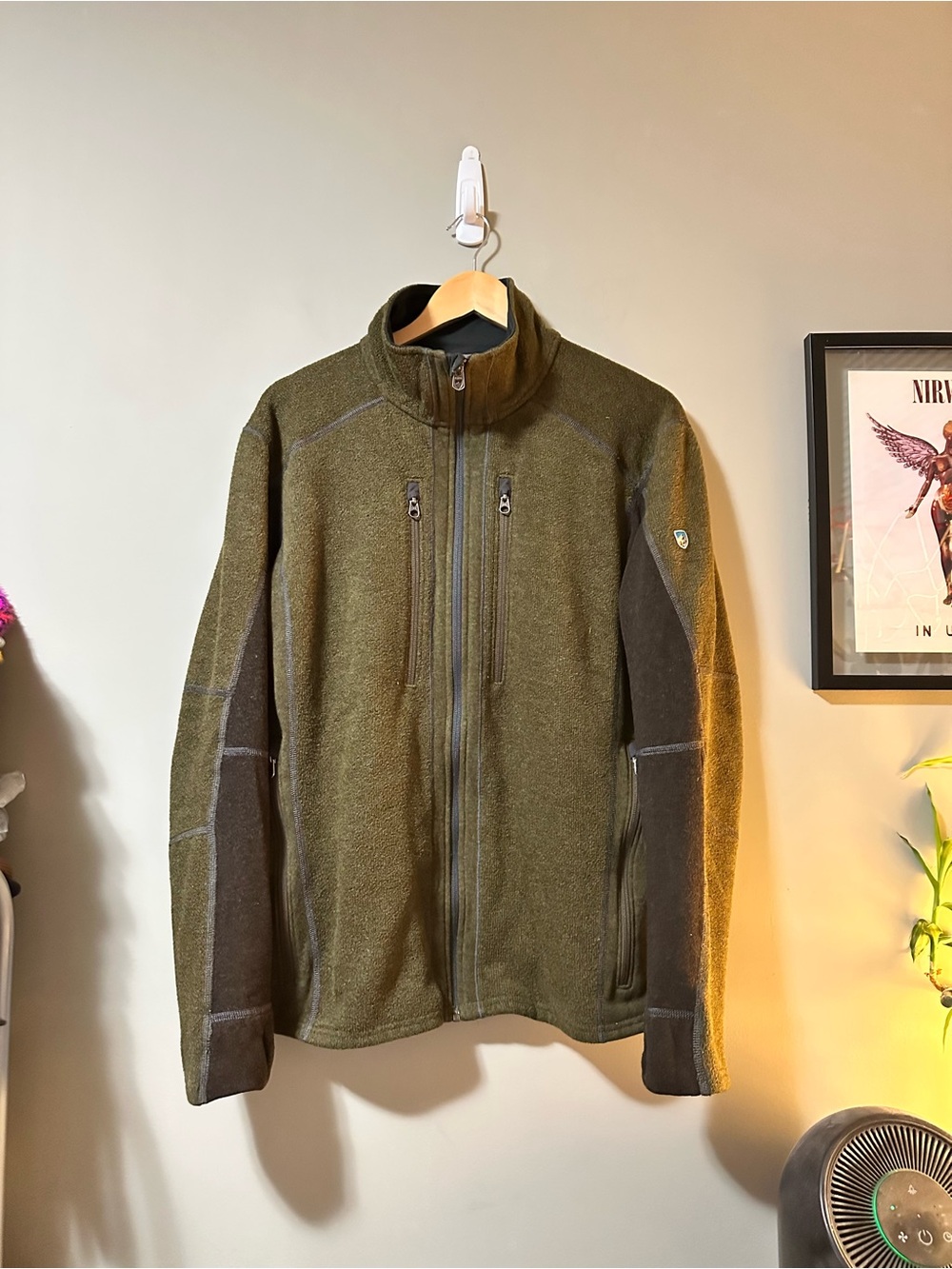 Kuhl Olive Green and Dark Olive Performance Fleece Jacket